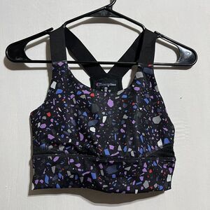 Champion Sport Bra Womens XS Black Printed Stretch Racerback Mesh Lined Pullover